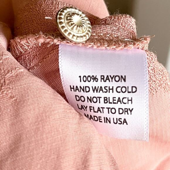 NEW SALTWATER LUXE Vintage Rose Button Front Hi Low Dress in Peach SZ L - Picture 8 of 10